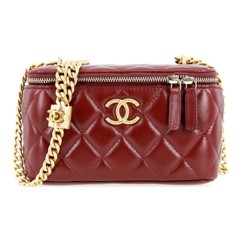 CHANEL Lambskin Shoulder Bag, Crossbody Bag Women's Red-0