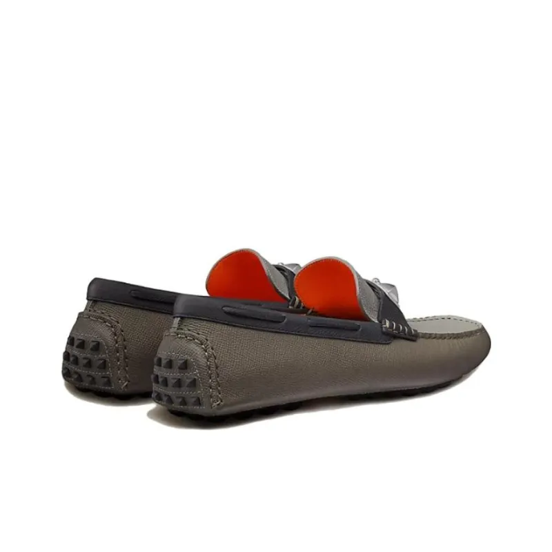 HERMES Irving Loafers Men's Gray Green-4