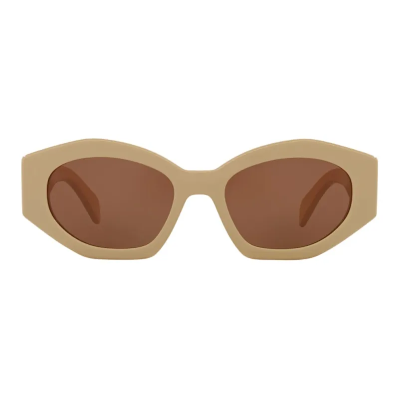 CELINE Acetate Irregular Shape Sunglasses Women's Brown-1