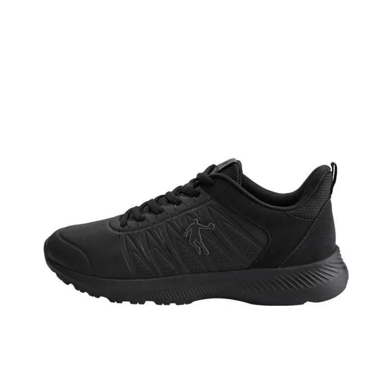 QIAODAN Cushioned Anti Slip Wear Resistant Waterproof And Breathable Low Top Running Shoes Men's Black Gray-0