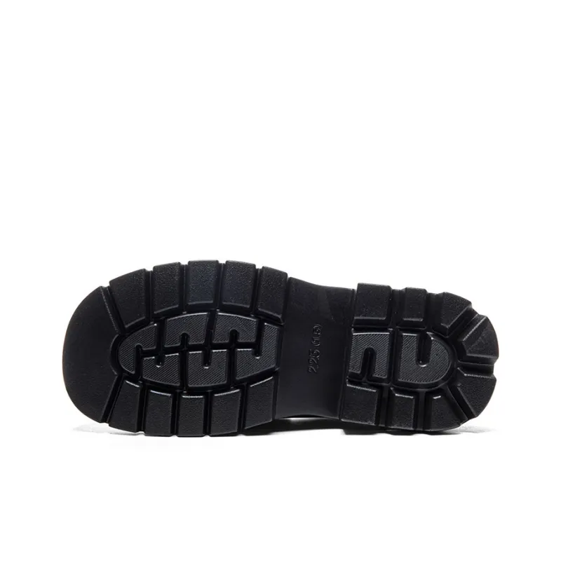 Warrior British Style Small Leather Shoes Loafers Women's Black-4