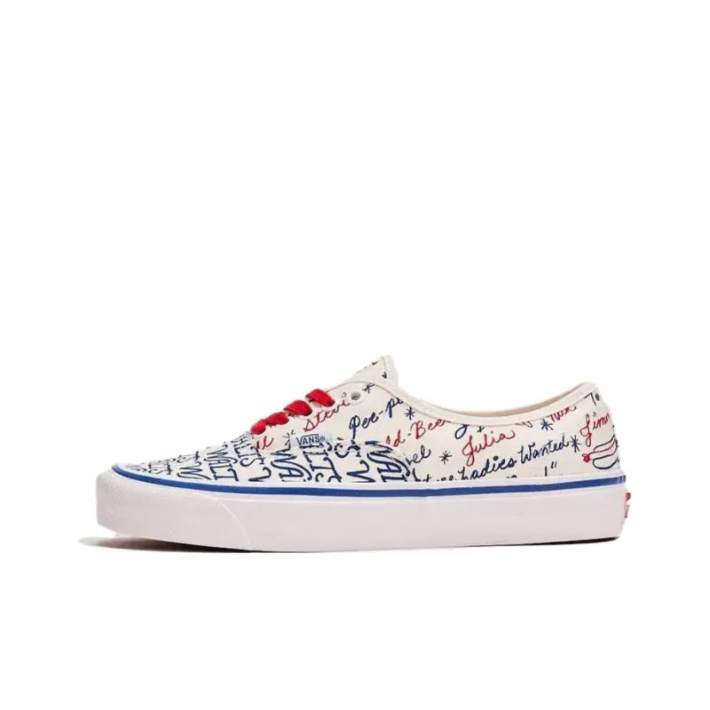 Waltsbar x Vans Authentic 44 DX Slip-Resistant Water-Resistant Low-Top Skateboard Shoes Unisex Beige Red Blue-0