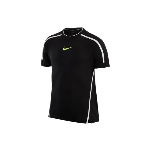 Nike T-Shirts Men Black/Black/Neon Yellow