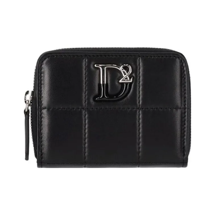 DSQUARED 2 Logo Plaque Zip Around Quilted Wallet-0