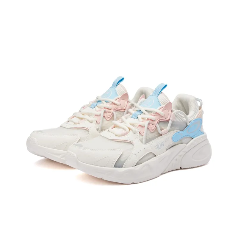 361° Dragon Eyes Dragon Eyes Breathable And Lightweight Low Top Running Shoes Women's Feather White/Transparent Pink-2