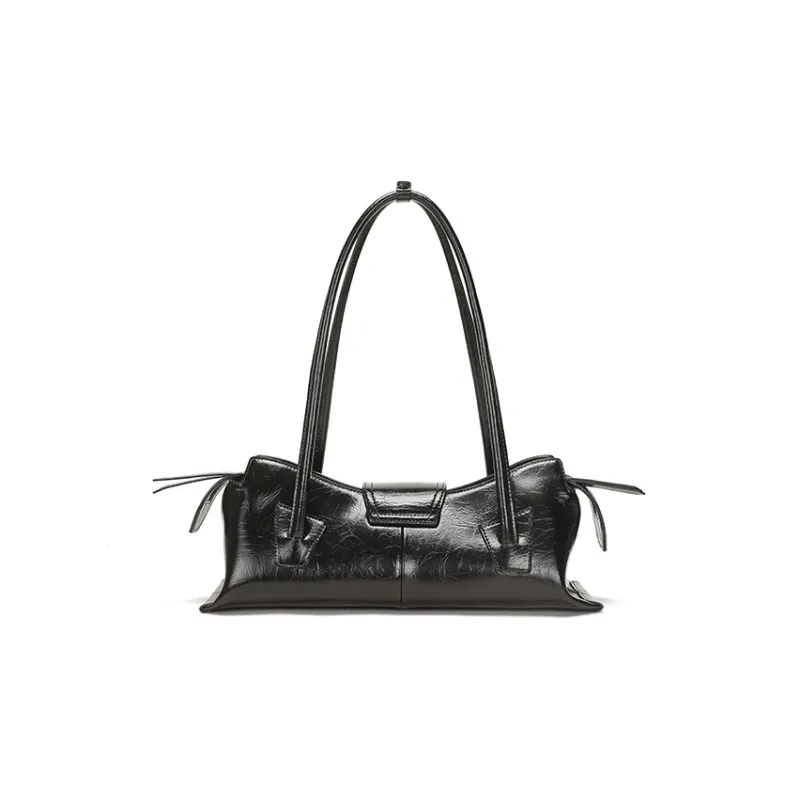 Omentar Cow Leather Shoulder Bag Regular Women's Black/White-3