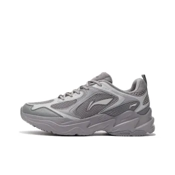 LiNing Cushioning Breathable Low Top Running Shoes Men's Gray