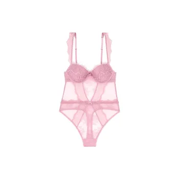 Victoria's Secret VERY SEXY Lightly Lined Demi Lace Teddy Bodysuits Women's Pink