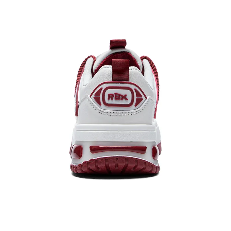 RENBEN Slip Resistant Cushioning Height Increasing Low Top Skateboard Shoes Women's Beige Red-3