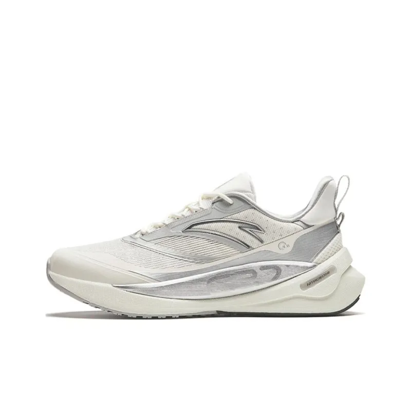 Anta Cushioning Wear Resistant Low Top Running Shoes Men's White Silver-0
