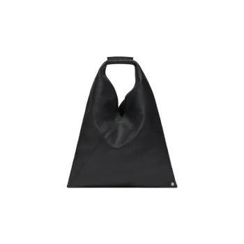 MM6 Maison Margiela Grain Leather Shoulder Bag HOBO Tote Shoulder Bag, Handbag Small Size Unisex Black