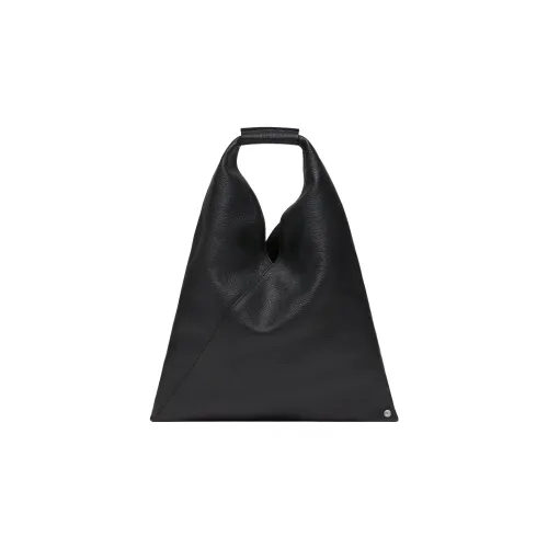 MM6 Maison Margiela Grain Leather Shoulder Bag HOBO Tote Shoulder Bag, Handbag Small Size Unisex Black