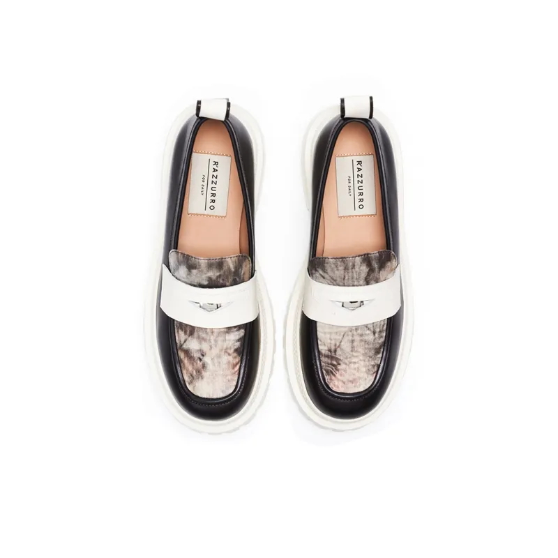 R'AZZURRO Loafers 6cm Women's Gray White Brown-2