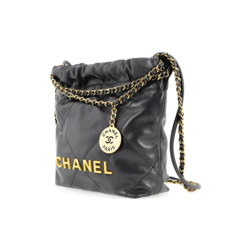 CHANEL 22Bag Bright Calfskin Bucket Bag, Shoulder Bag, Crossbody Bag Mini Women's Gray-1