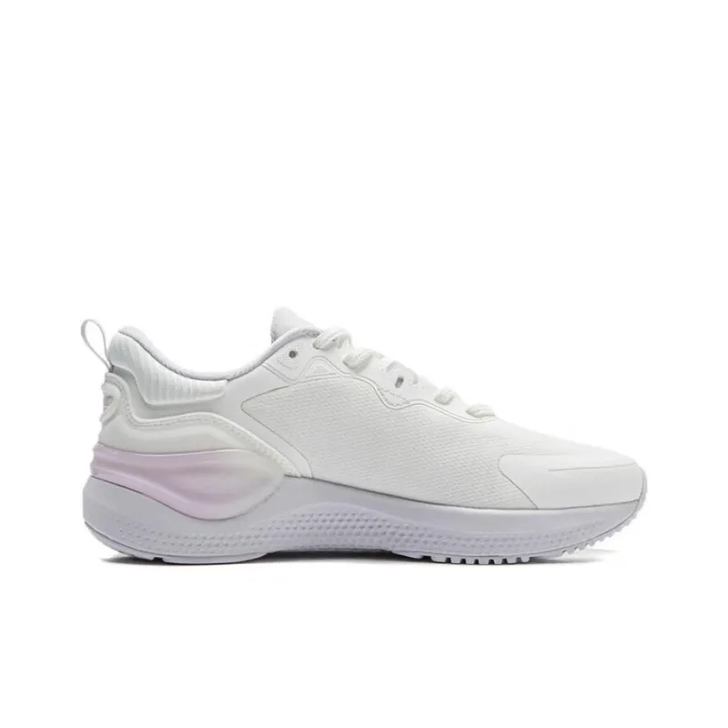 LiNing Cushioning Breathable Wear Resistant Low Top Running Shoes Women's Mist White-1