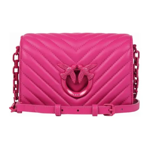 PINKO Click Series Sheepskin Shoulder Bag Crossbody Bag Small Size Women's Rose Red