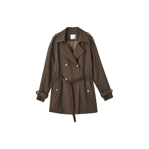 SMEN Trench Coats Women's Coffee