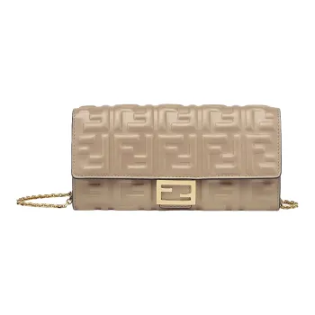 FENDI Baguette Nappa Leather Wallet Regular Women's Gray Zongzi