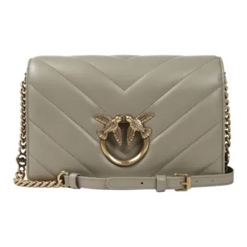 PINKO Click Series Sheepskin Crossbody Bag Shoulder Bag Women's Gray