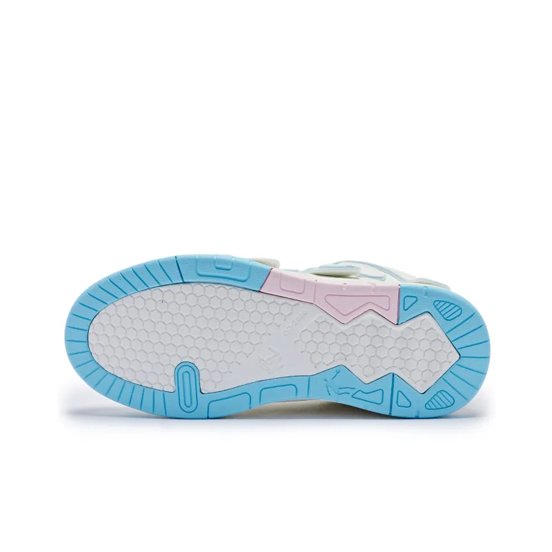 QIAODAN Water Resistant Impact Resistance Low Top Skateboard Shoes Women's White Blue-4