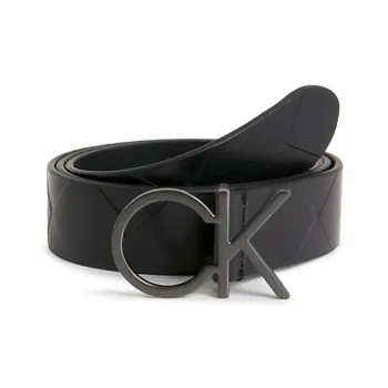 CK/Calvin Klein Metal Smooth Buckle Leather Belts Women's Black 3cm