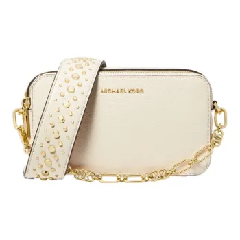 MICHAEL KORS Jet Set Leather Camera Bag, Shoulder Bag, Crossbody Bag Trumpets Women's Cream