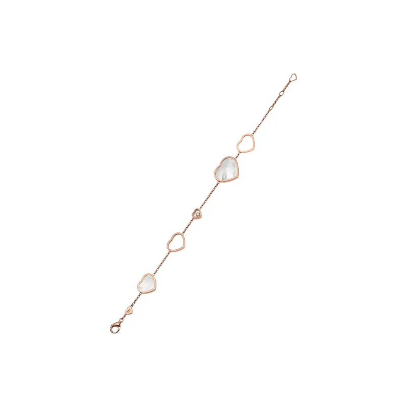 Chopard 18kt Rose Gold Happy Hearts Mother Of Pearl And Diamond Bracelet-1