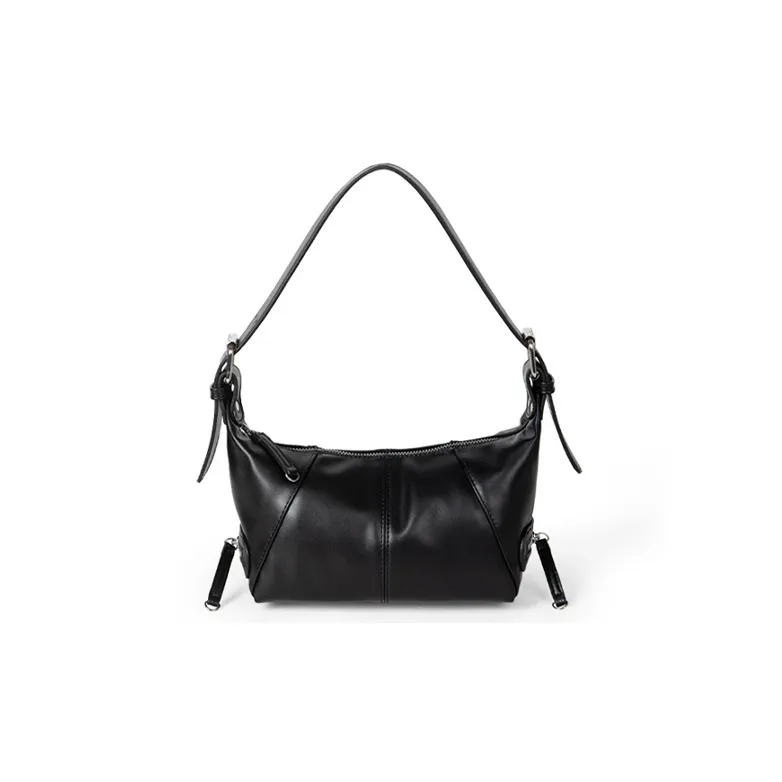 HAWA PU Biker Bag Handbag Shoulder Bag Medium Size Women's Black/White-0
