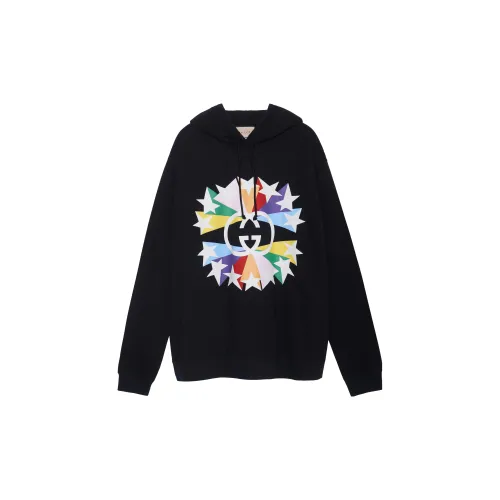 Gucci Interlocking G Star Burst Print Cotton Sweatshirt Black