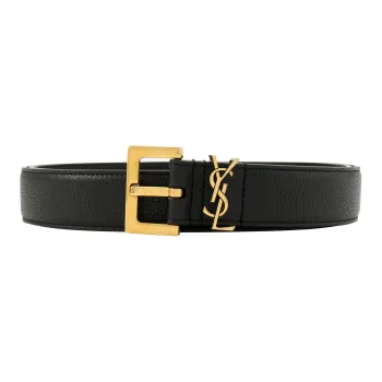 SAINT LAURENT Cassandre Logo Plaque Belt