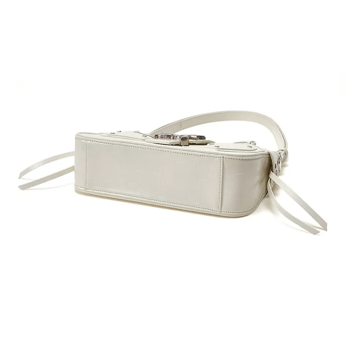 Omentar Cow Leather And Microfiber Synthetic Leather Butterfly Single Shoulder Bag Small Size Women's White/Black-2