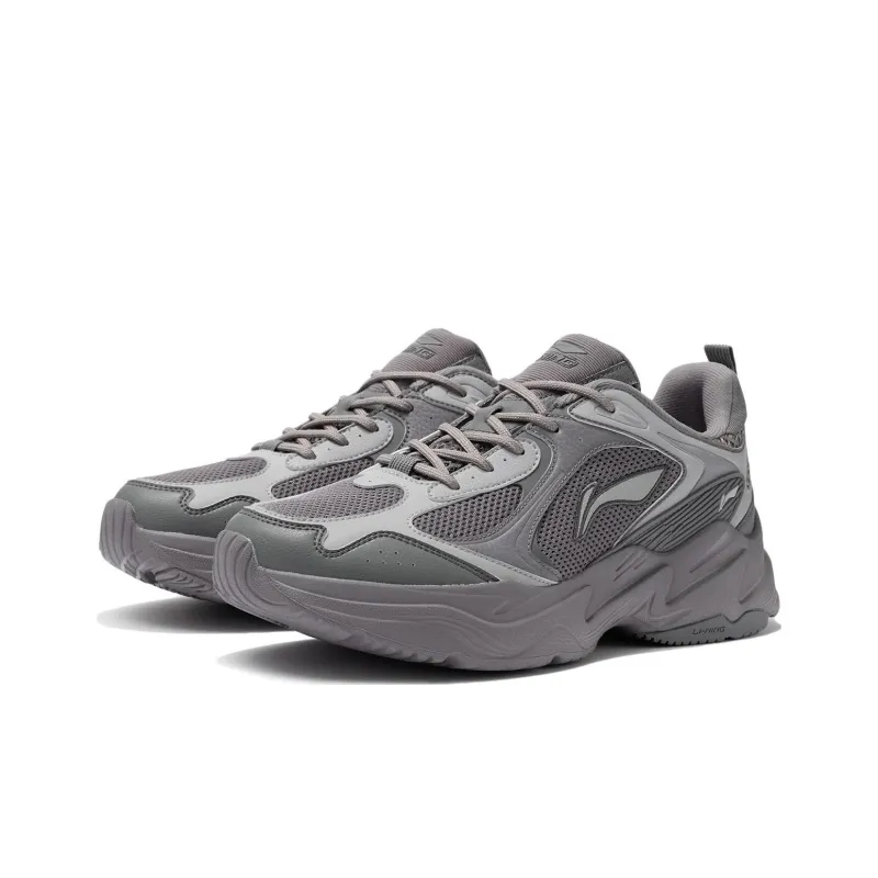 LiNing Cushioning Breathable Low Top Running Shoes Men's Gray-2