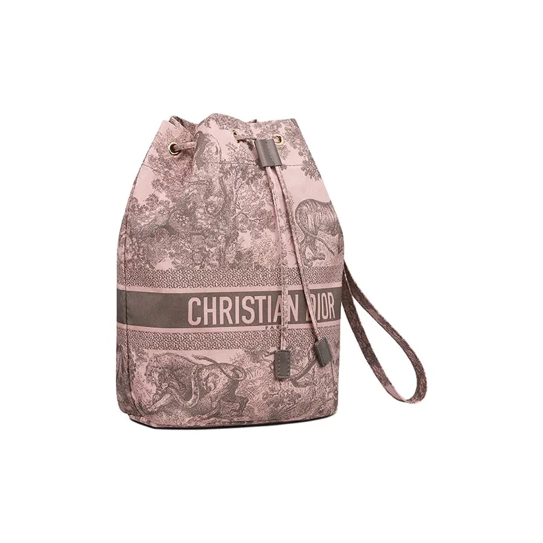DIOR Travel Fabric Travel Storage Bag Women's Pink/Gray-1