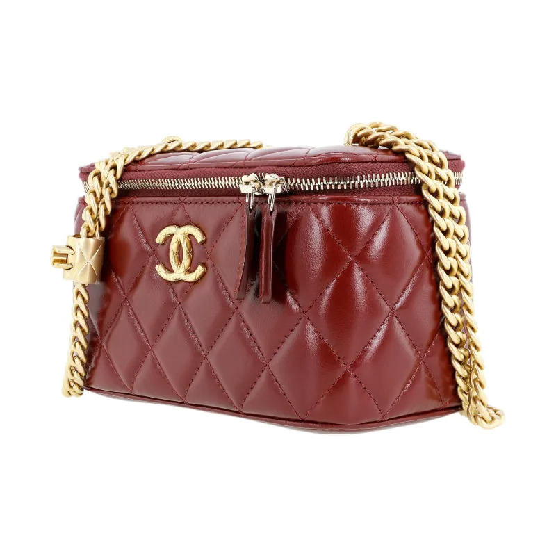 CHANEL Lambskin Shoulder Bag, Crossbody Bag Women's Red-1