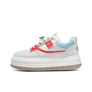 Warrior Casual White Sneakers Wear resistant And Lightweight Low Top Skateboard Shoes Women's Beige Red Blue