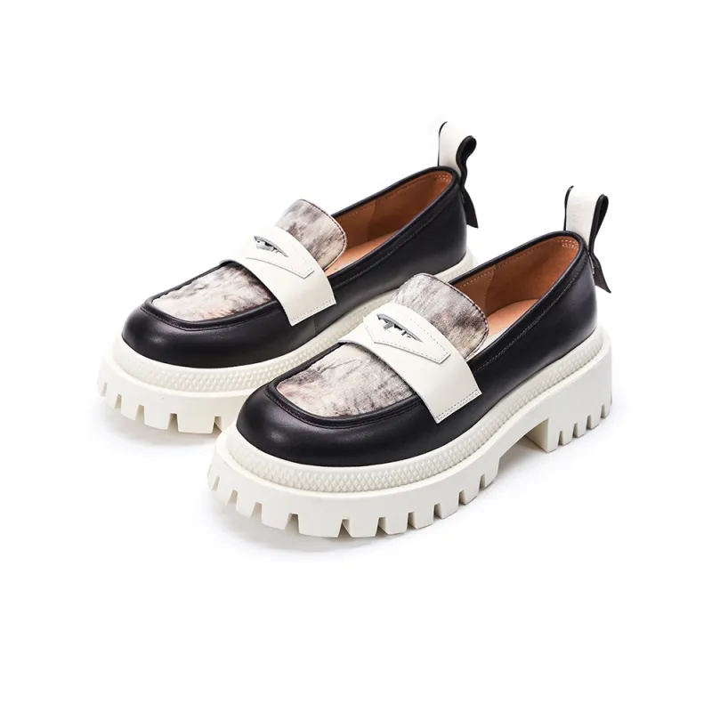 R'AZZURRO Loafers 6cm Women's Gray White Brown-1