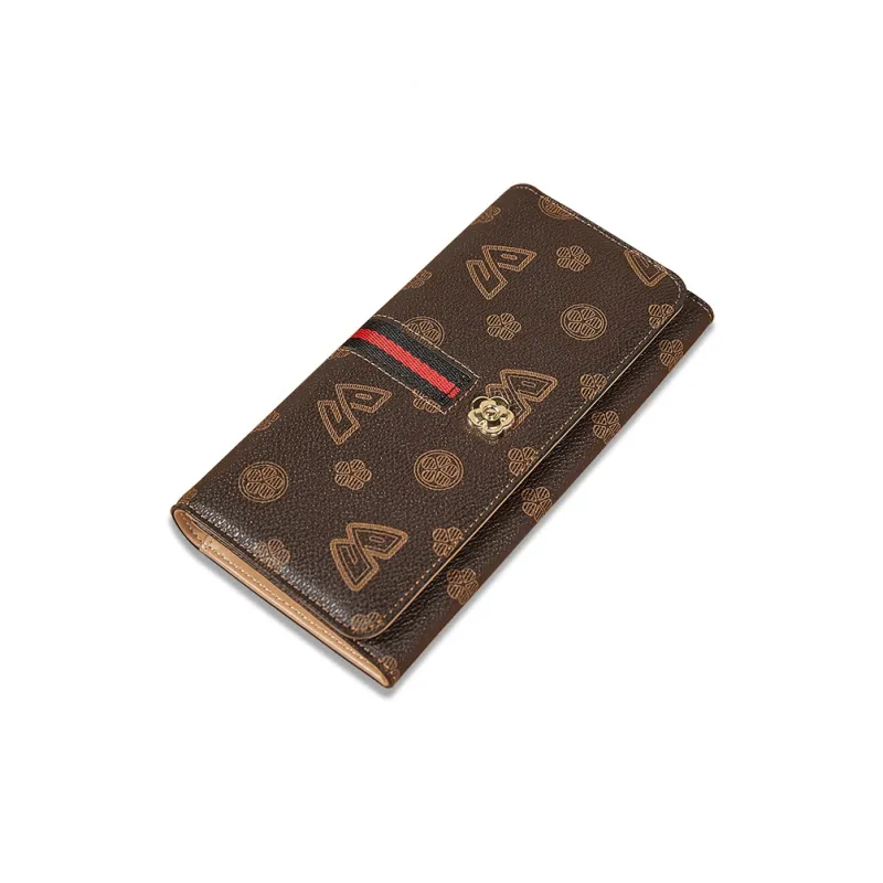 Safiya Synthetic Leather Card Holder Document Wallet Coin Purse Ticket Clip Wallet Women's Coffee-1
