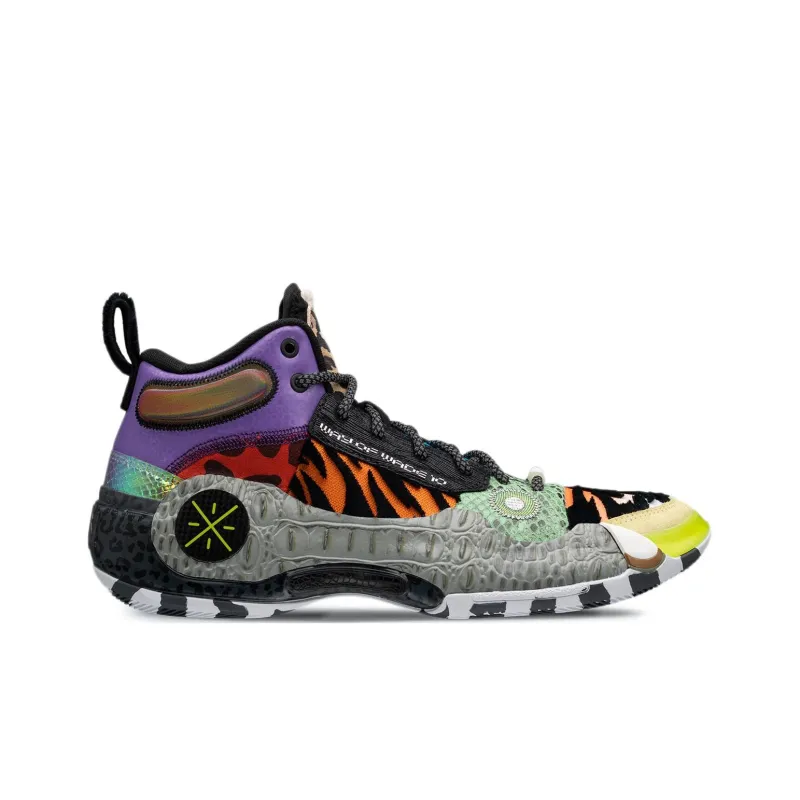 LiNing WOW 10 Zoo Cushioned Slip Resistant Mid Top Basketball Shoes Men's Black Purple Blue-1