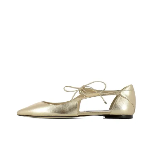 Jimmy Choo Casual Single Shoes Women's Shiny Gold