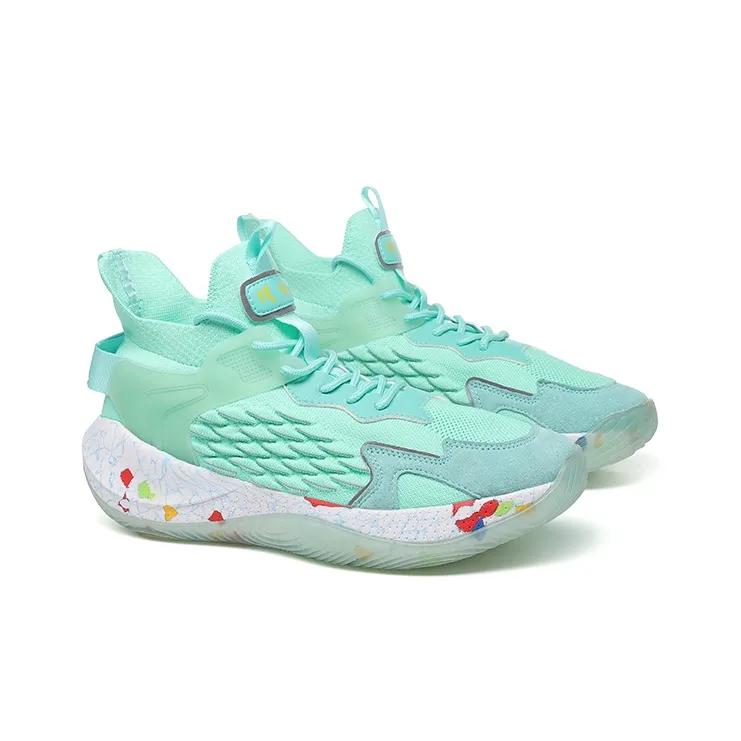 VOIT Basketball Shoes Men High Top Mint Green-2