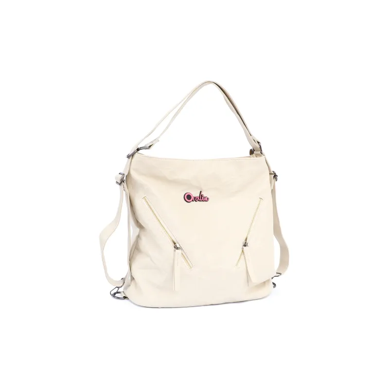 OTA PU Backpack Medium Size Unisex Black White-1