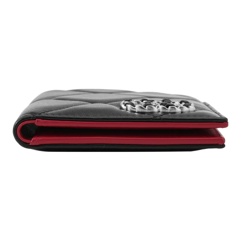 CHANEL Sheepskin Passport Holder, Card Holder, Coin Purse, Wallet Women's Black-3