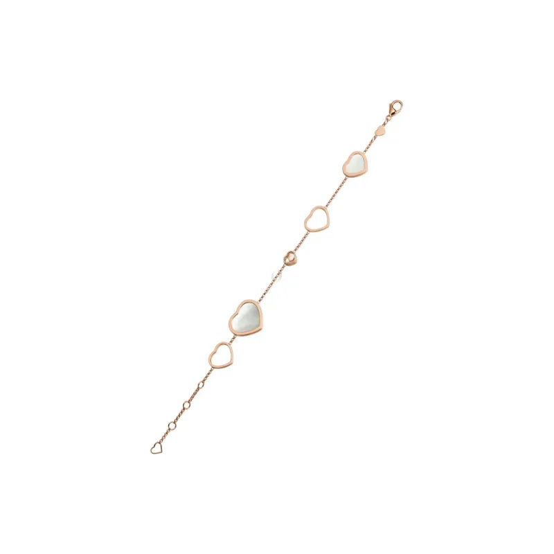 Chopard 18kt Rose Gold Happy Hearts Mother Of Pearl And Diamond Bracelet-2