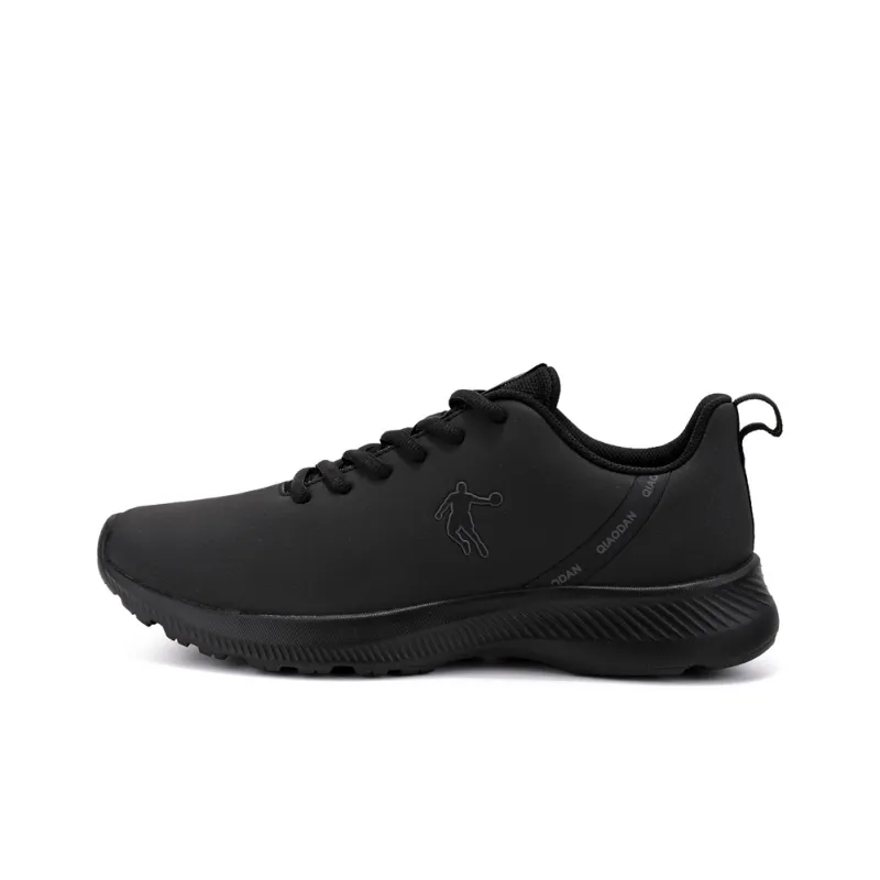 QIAODAN Cushioning Anti Slip Wear Resistant Water Resistant Coverage Low Top Casual Running Shoes Men's All Black-0