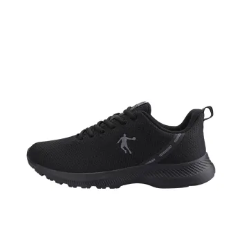 QIAODAN Cushioning Anti Slip Wear Resistant Breathability Low Top Running Shoes Men's Black Gray Color