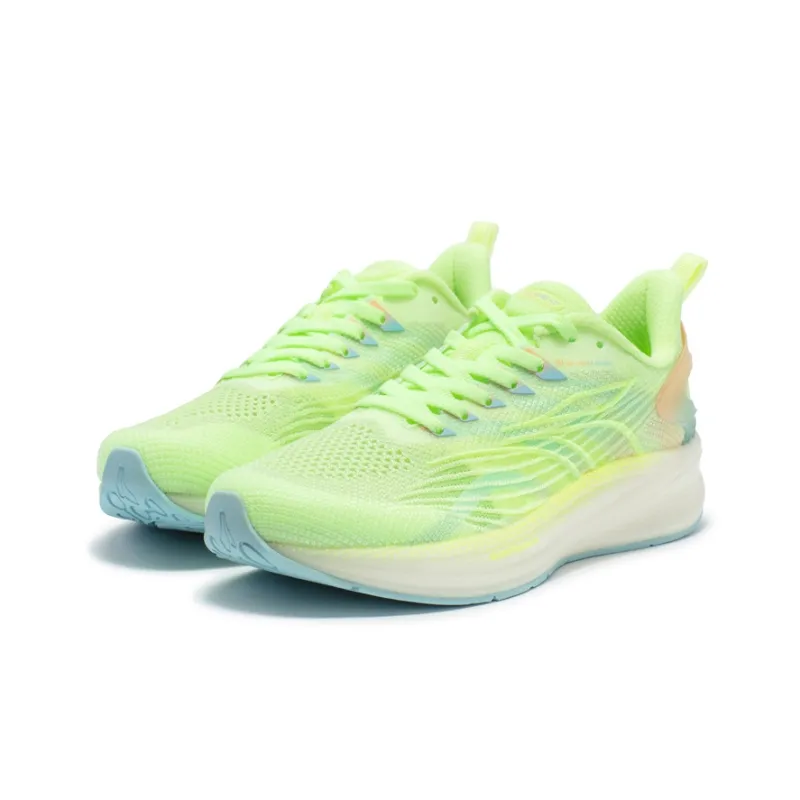 361° QU!KFOAM Running Shoes Women's Low Top Fluorescent Light Yellow Green/Pink Sand-2
