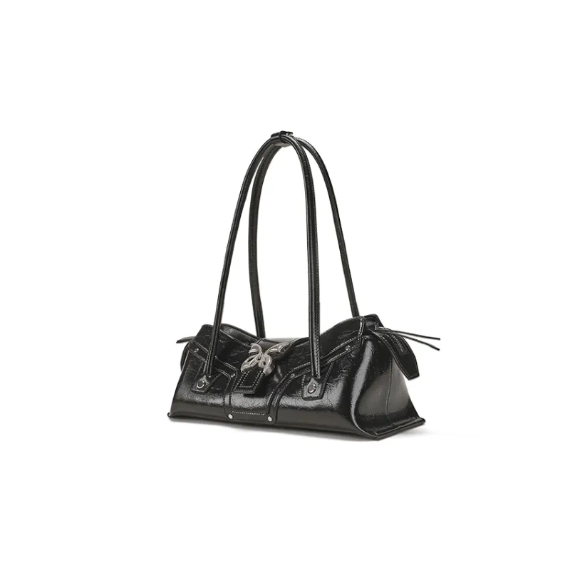 Omentar Cow Leather Shoulder Bag Regular Women's Black/White-1