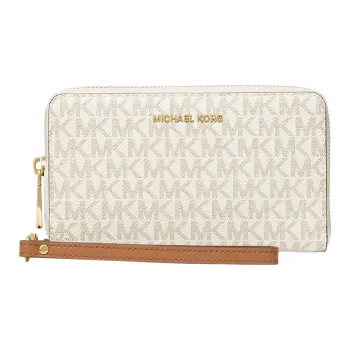 MICHAEL KORS Canvas With Leather Clutch Wallet Tubas Women's Vanilla