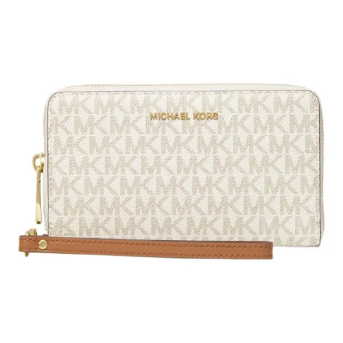 MICHAEL KORS Canvas With Leather Clutch Wallet Tubas Women's Vanilla