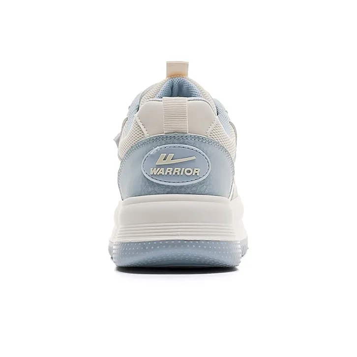 Warrior Students Elegance Puffy Shoes Wear resistant And Lightweight Low Top Skateboard Shoes Women's Beige Blue-2
